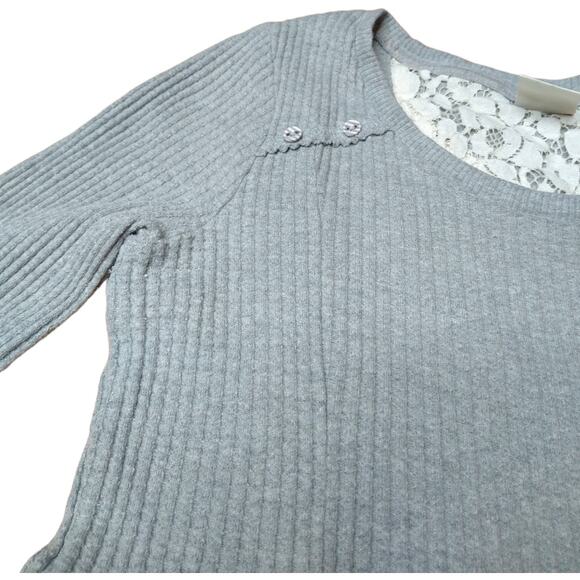 Anthropologie Eloise Gray Long Sleeve Dress size Medium Waffle knit - Picture 4 of 7